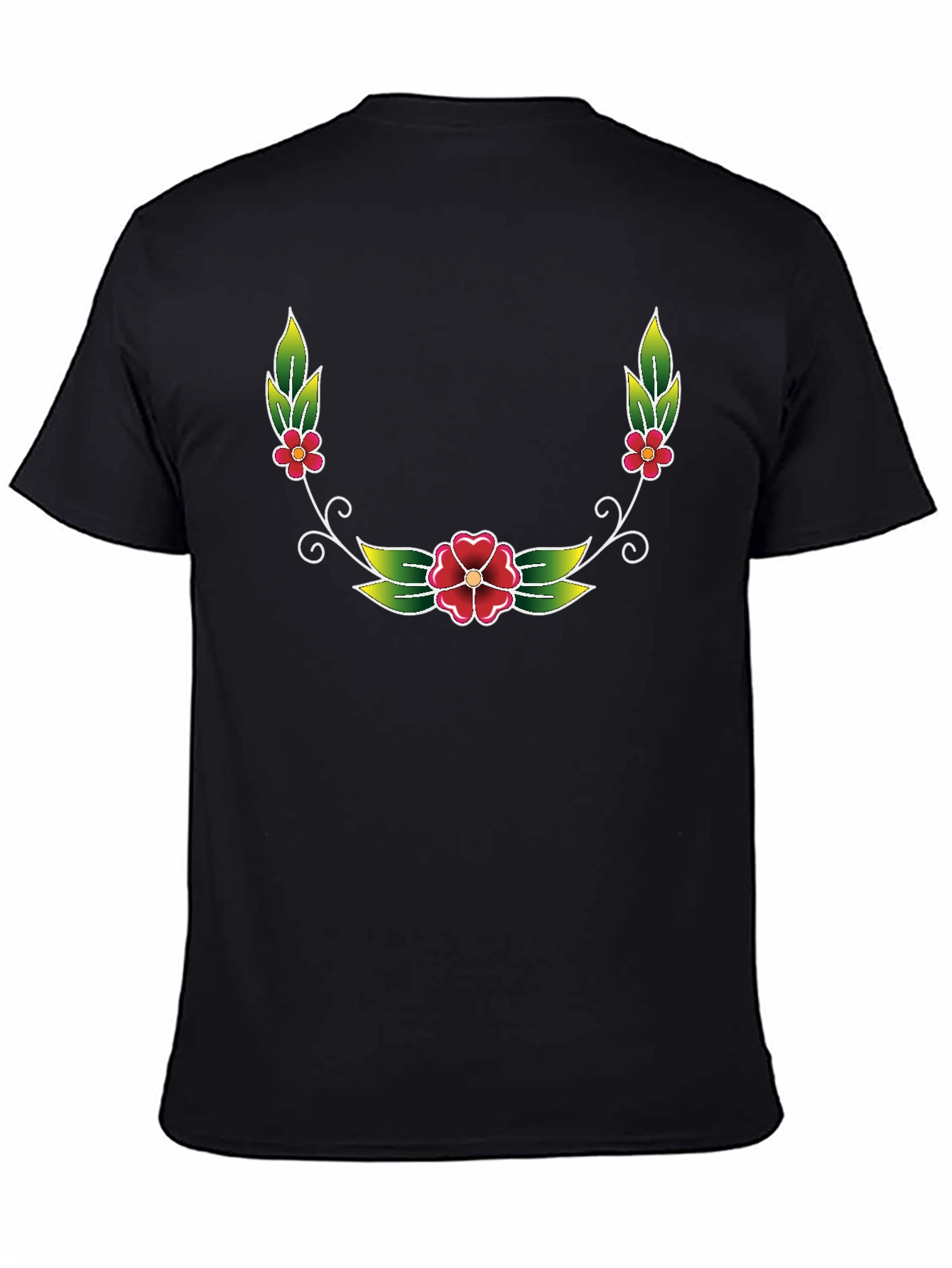Floral Wreath Graphic Tee - Black