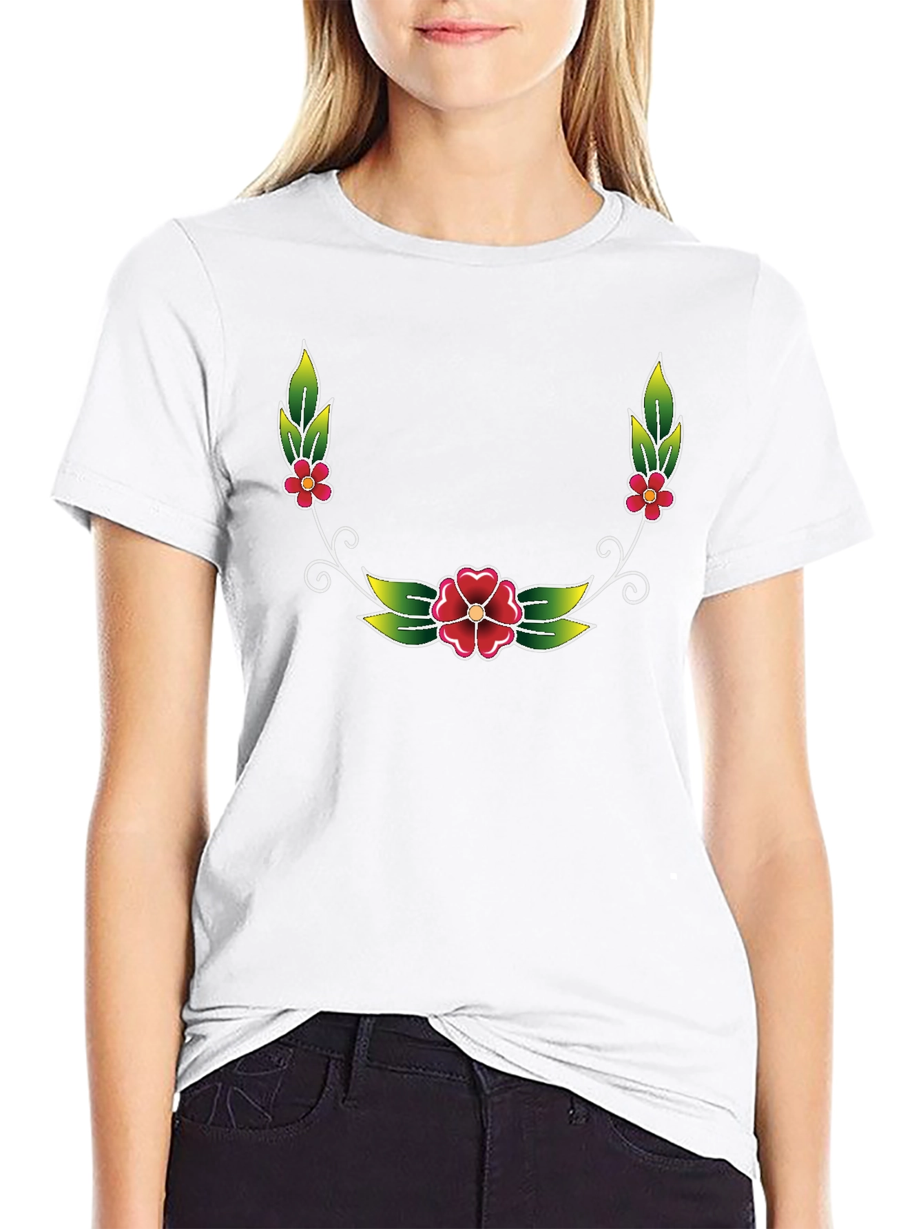 Floral Wreath Graphic Tee - Black