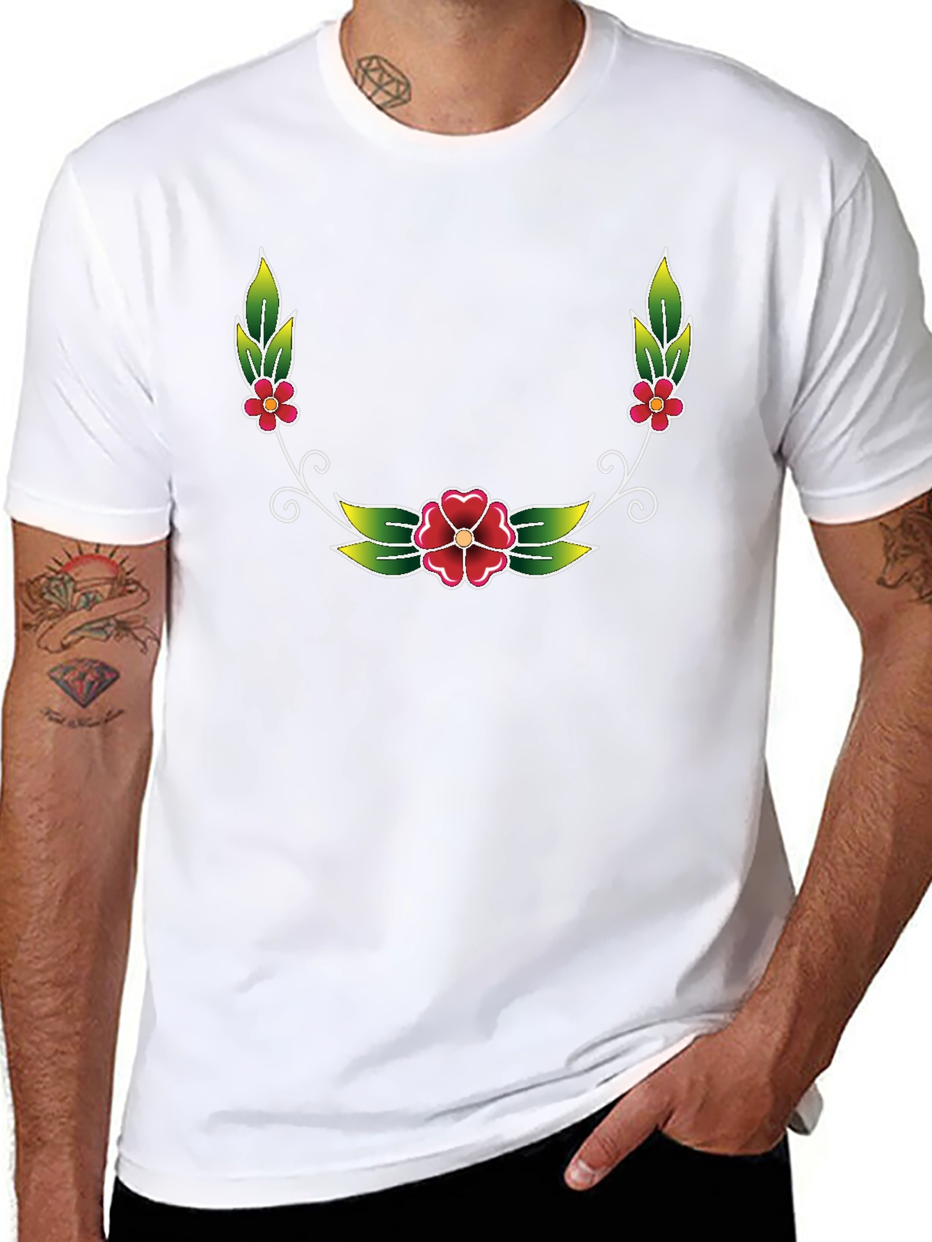 Floral Wreath Graphic Tee - Black
