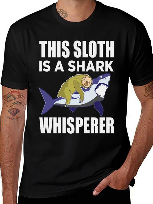 Sloth Shark Whisperer Graphic T-Shirt