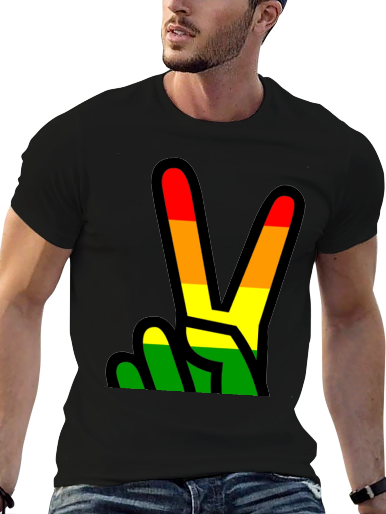 Rainbow Peace Sign Graphic Tee