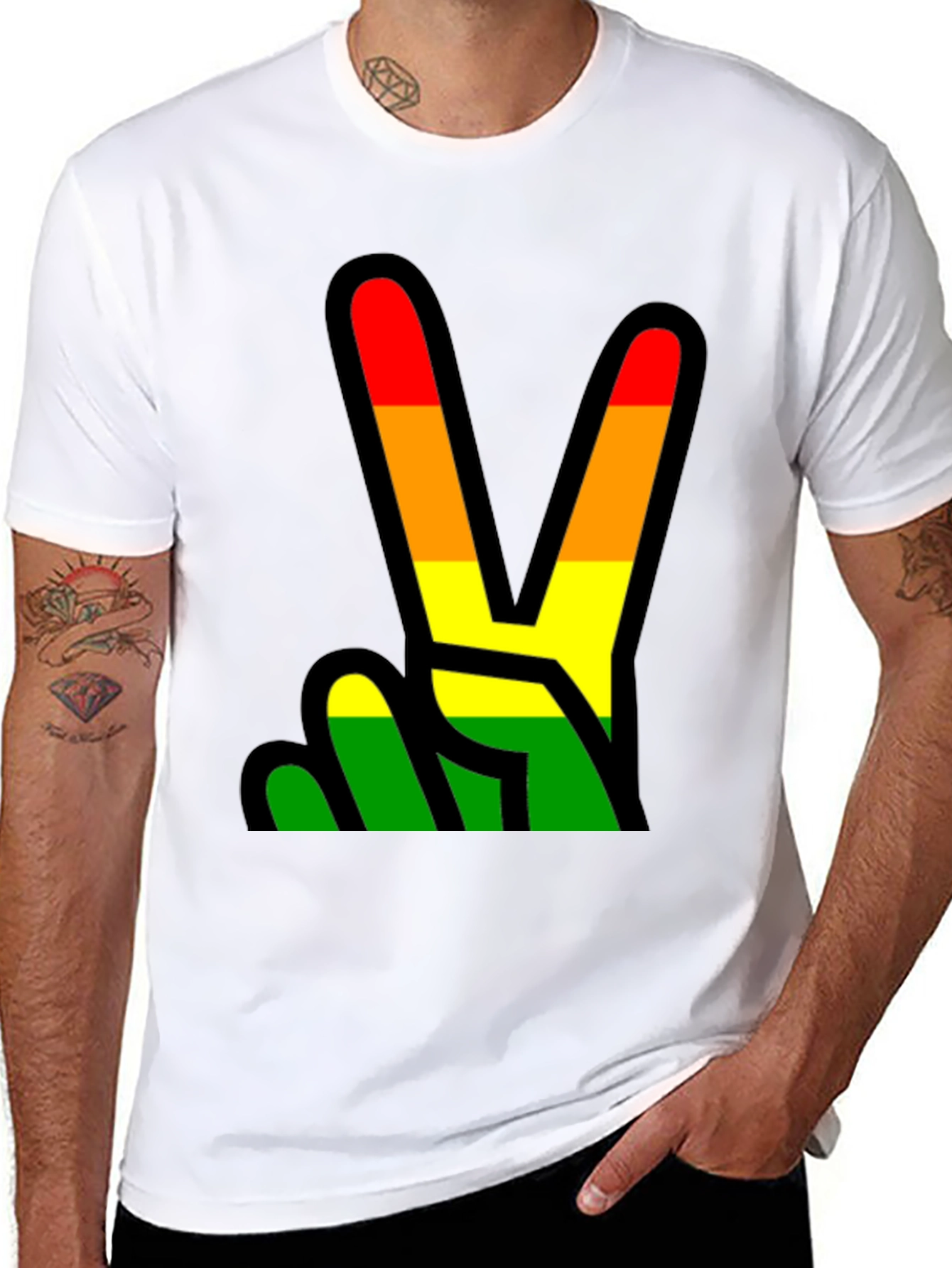 Rainbow Peace Sign Graphic Tee