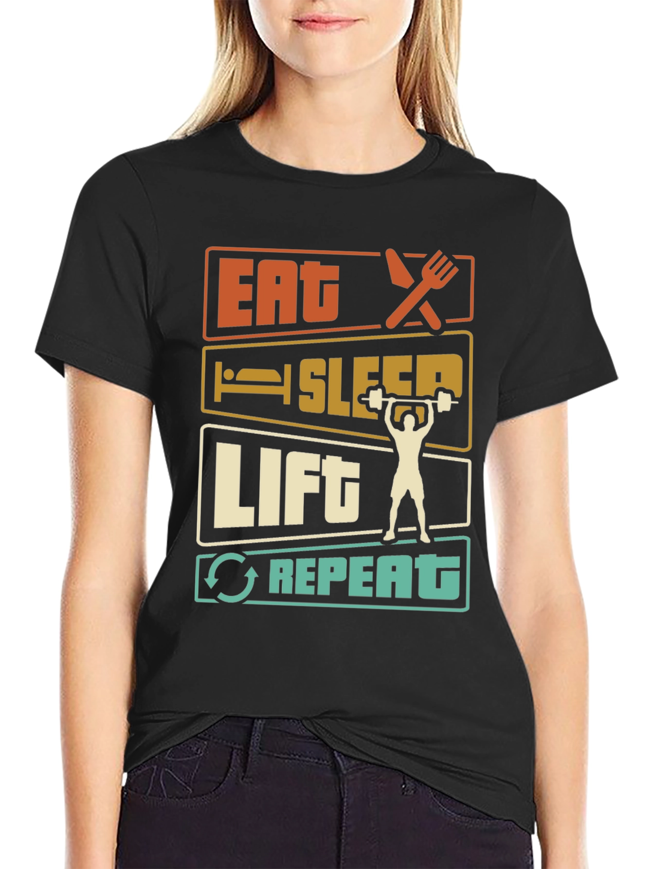 Eat Sleep Lift Repeat Graphic T-Shirt