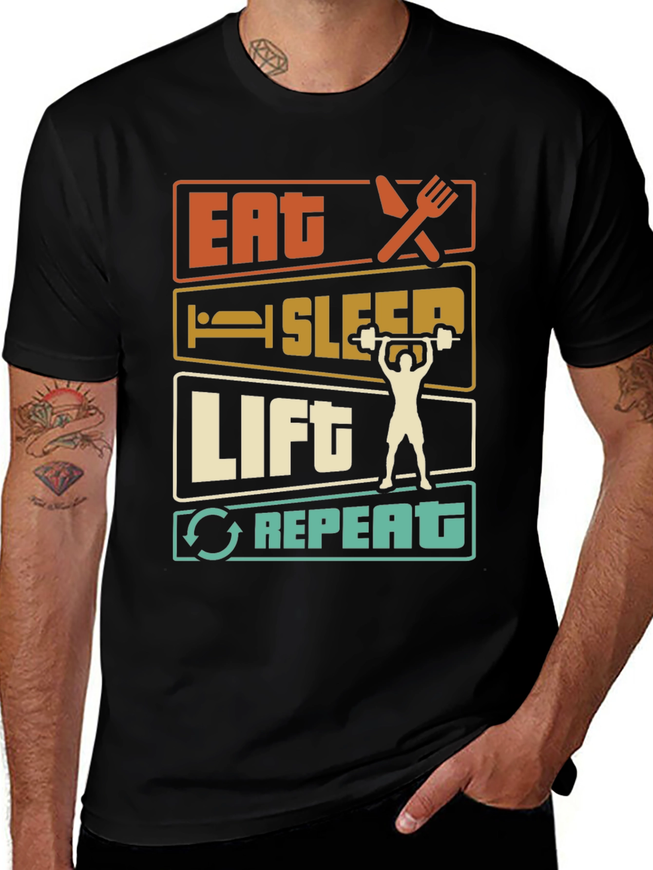 Eat Sleep Lift Repeat Graphic T-Shirt