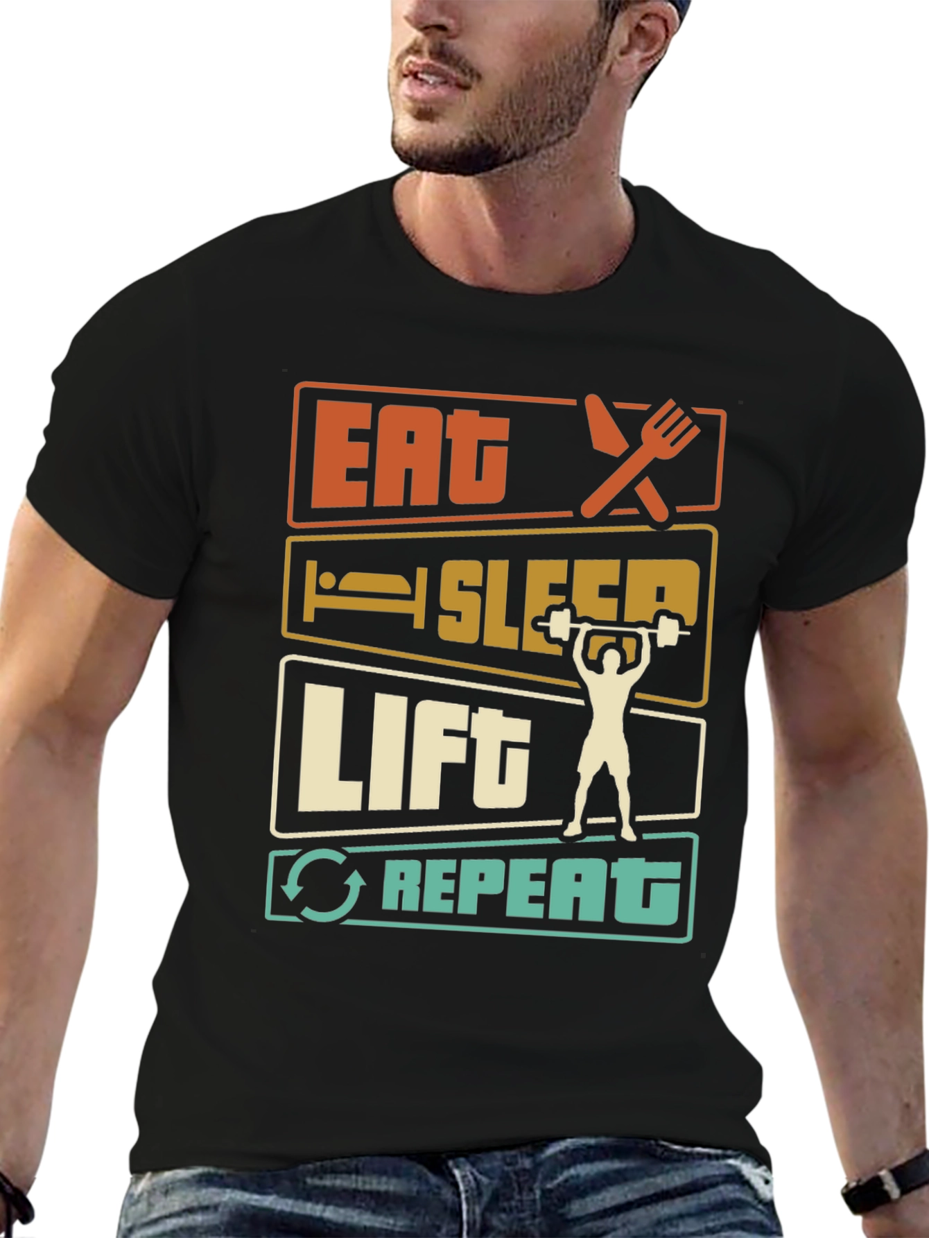 Eat Sleep Lift Repeat Graphic T-Shirt