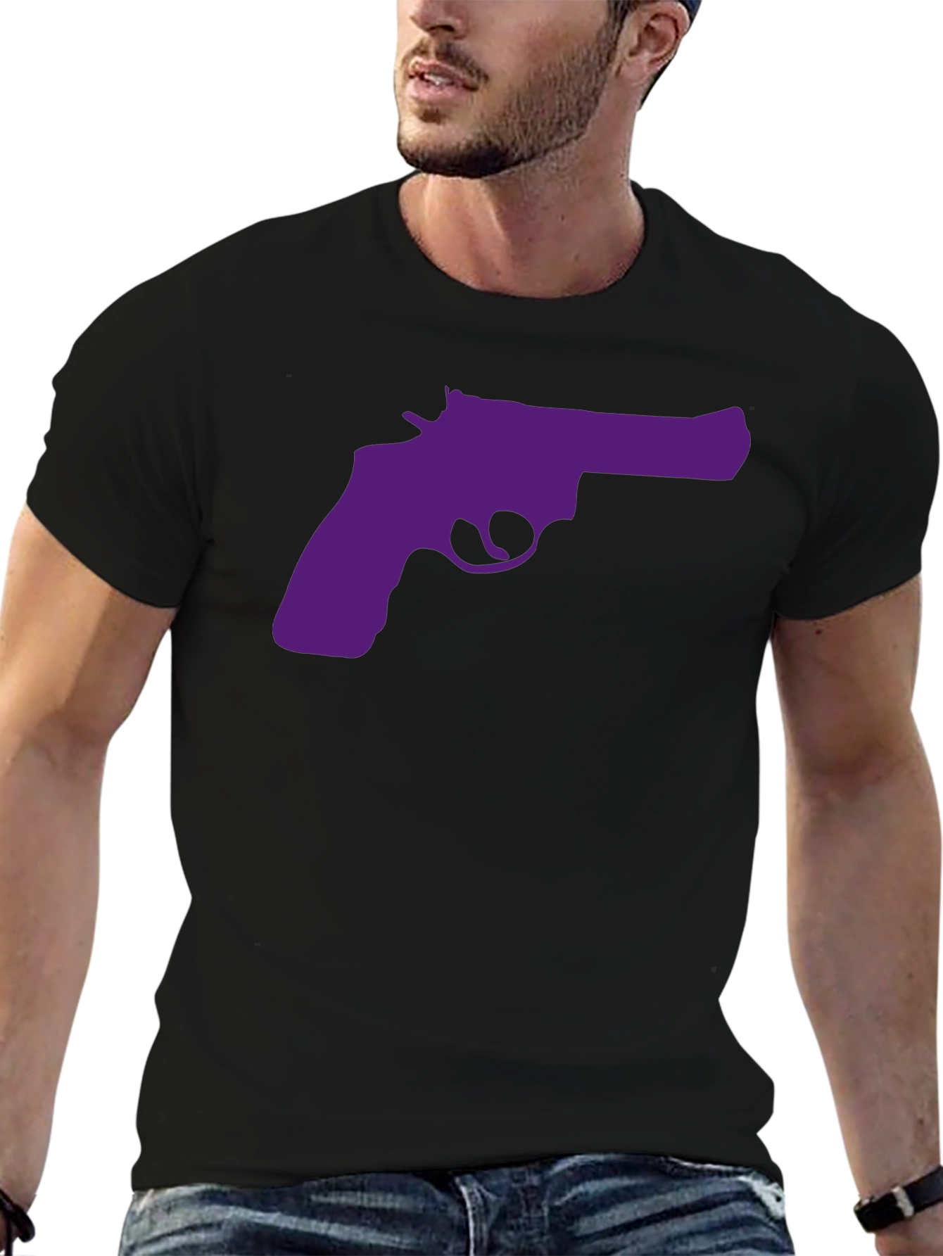 Purple Revolver Graphic Black T-Shirt