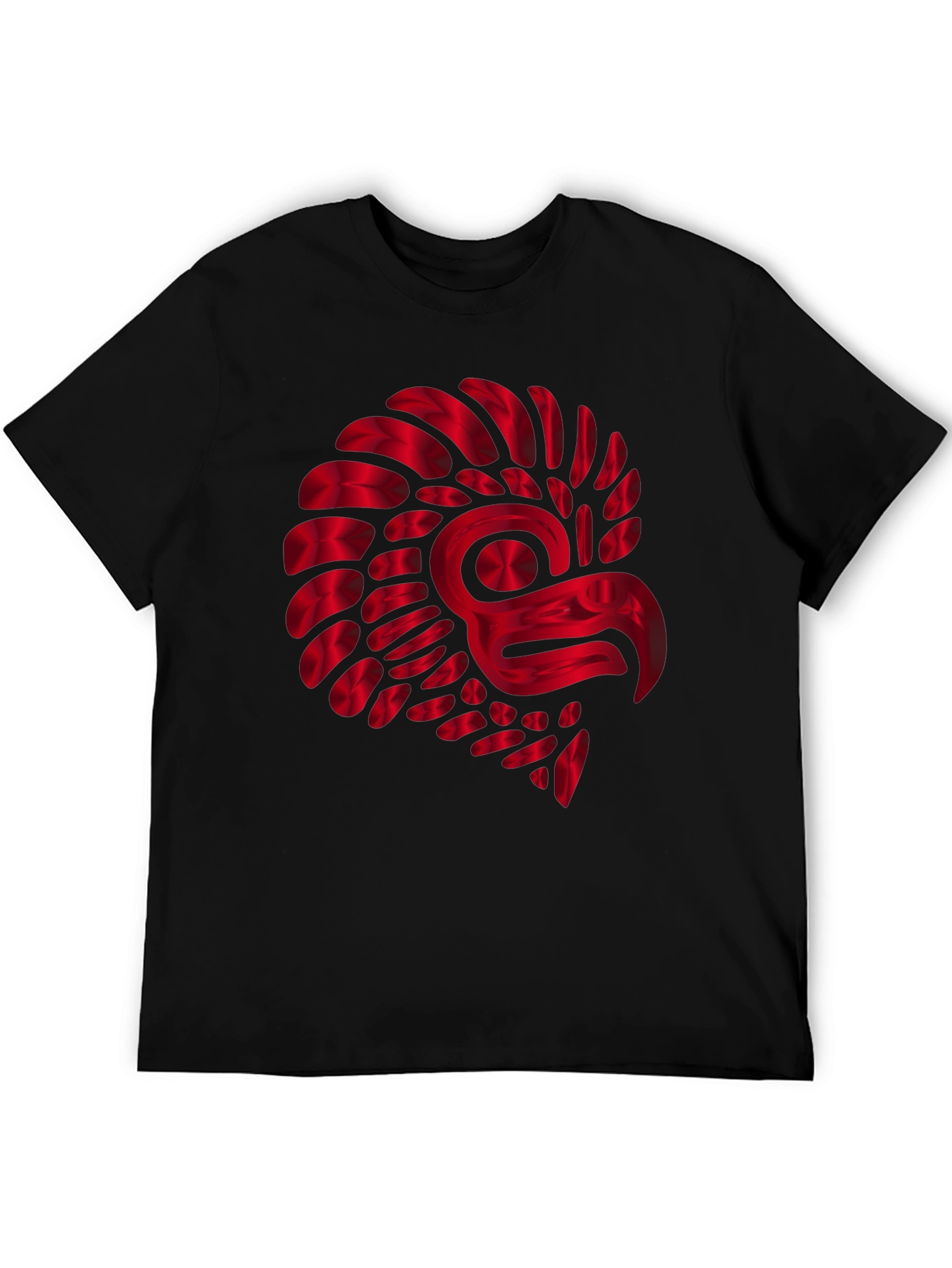 Red Metallic Eagle Design Black T-Shirt