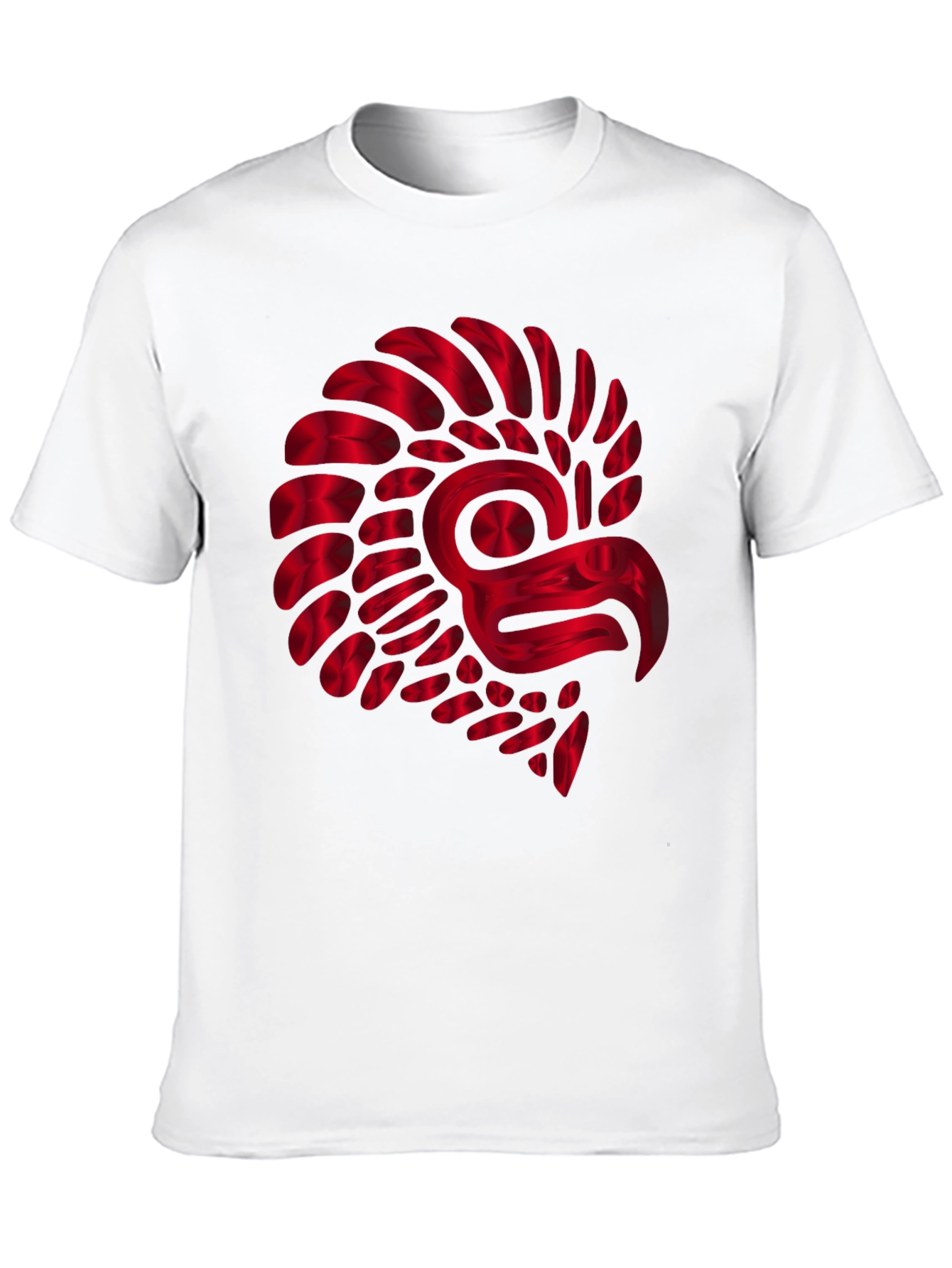Red Metallic Eagle Design Black T-Shirt