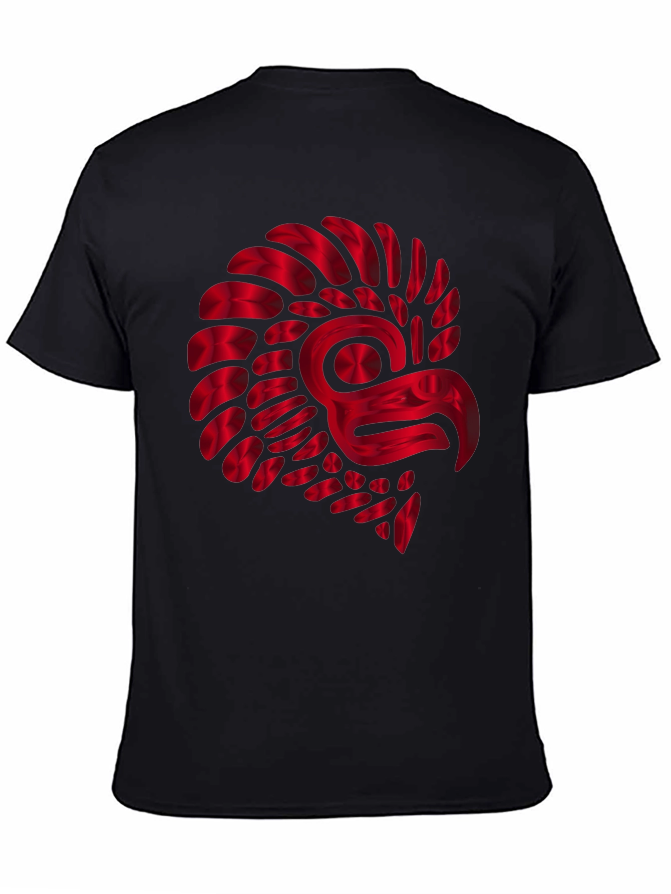 Red Metallic Eagle Design Black T-Shirt