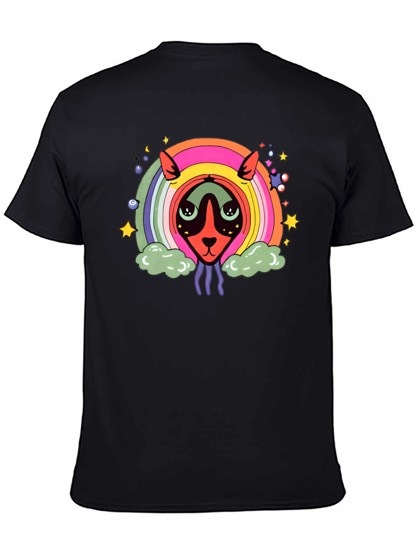 Psychedelic Rainbow Alien Black T-Shirt
