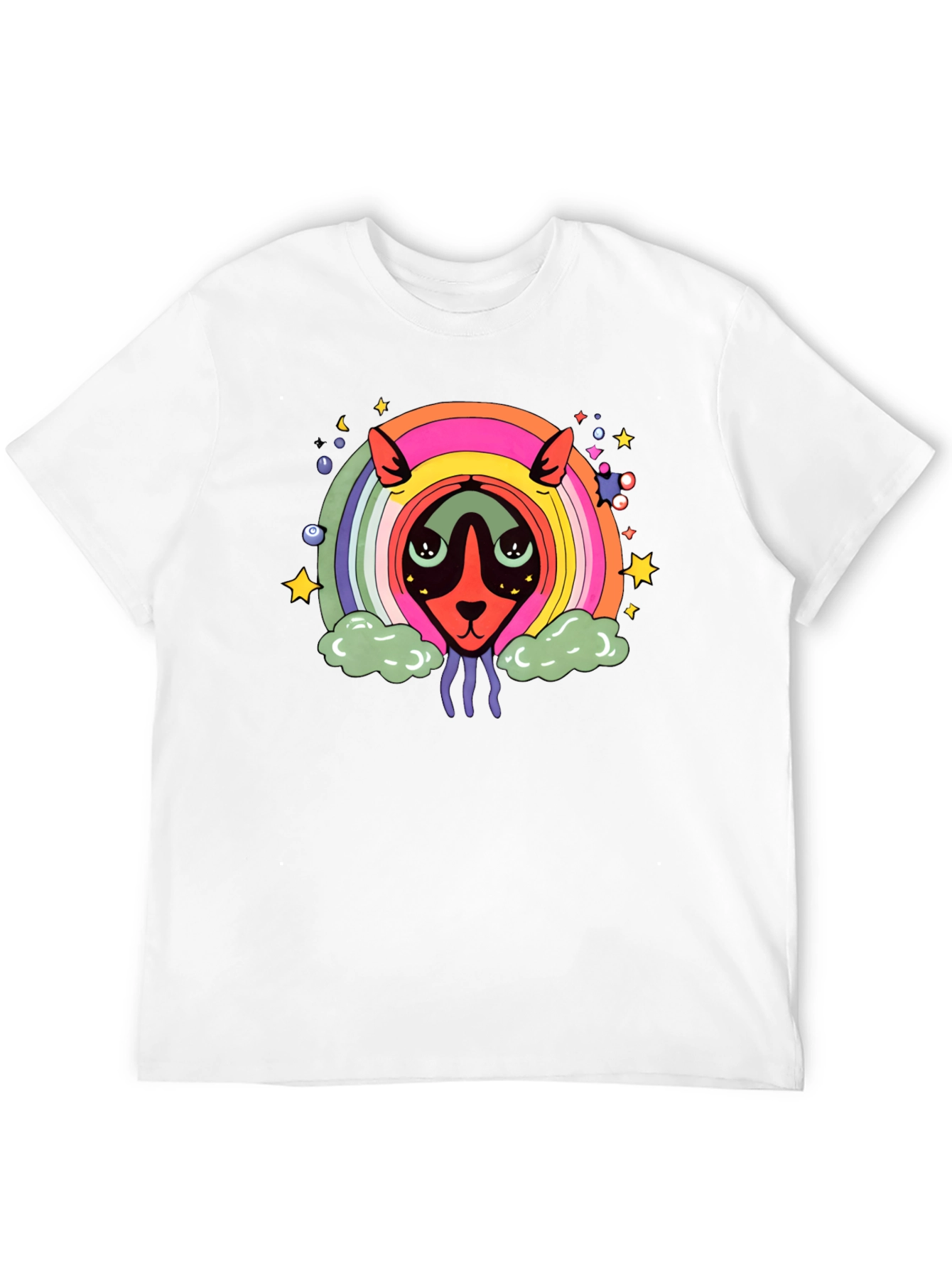 Psychedelic Rainbow Alien Black T-Shirt