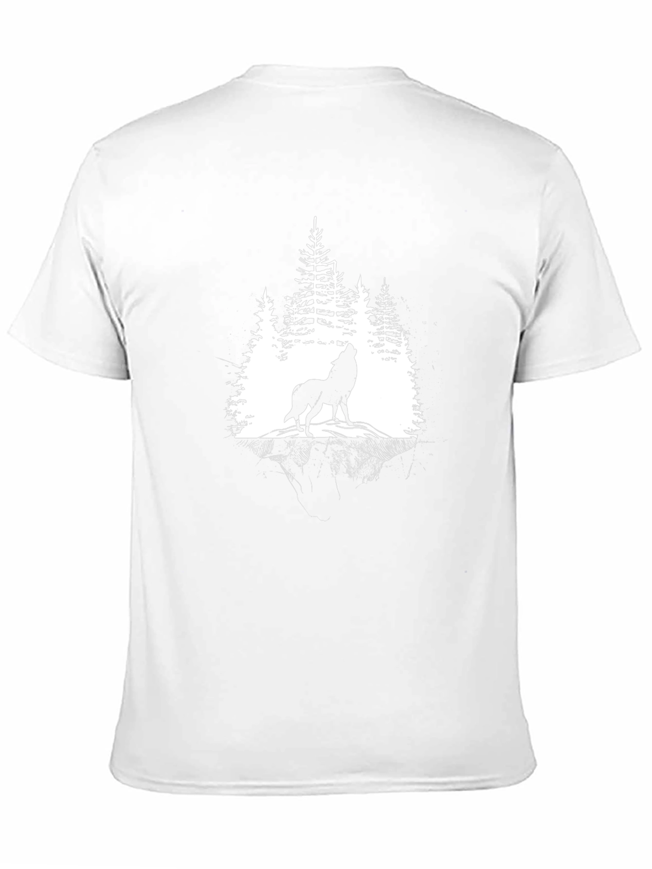 Wolf Howling in Forest Graphic T-Shirt - Black