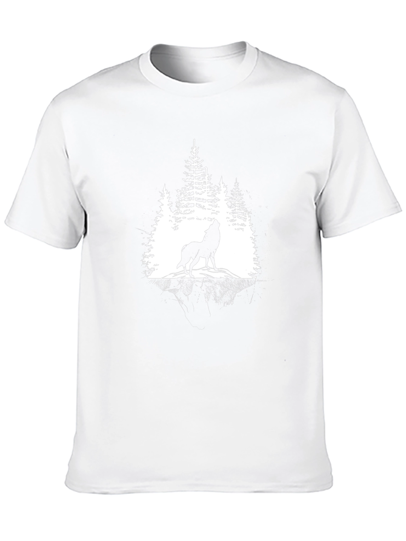 Wolf Howling in Forest Graphic T-Shirt - Black