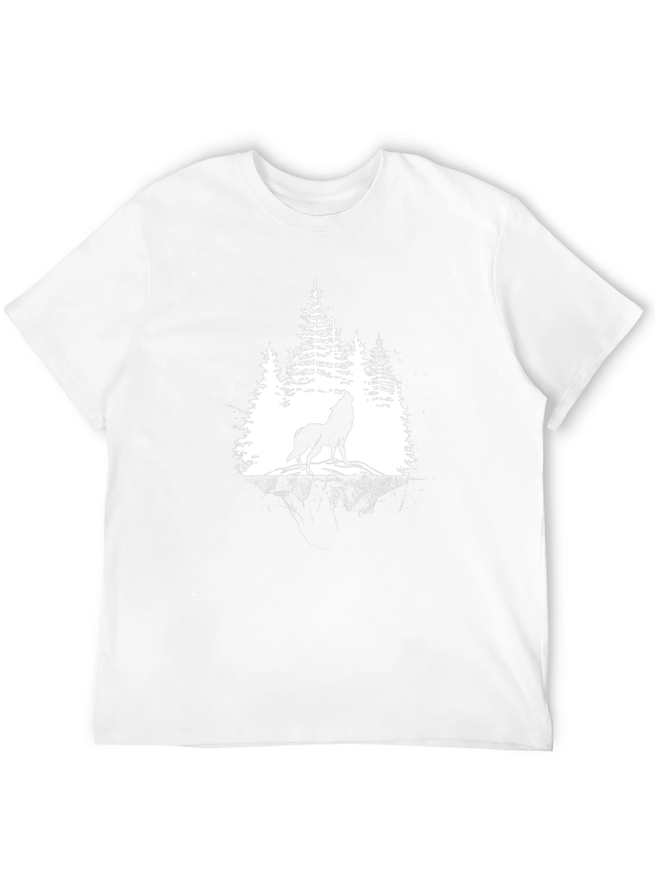 Wolf Howling in Forest Graphic T-Shirt - Black