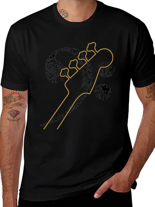 Bass Guitar Headstock Graphic Tee - Black