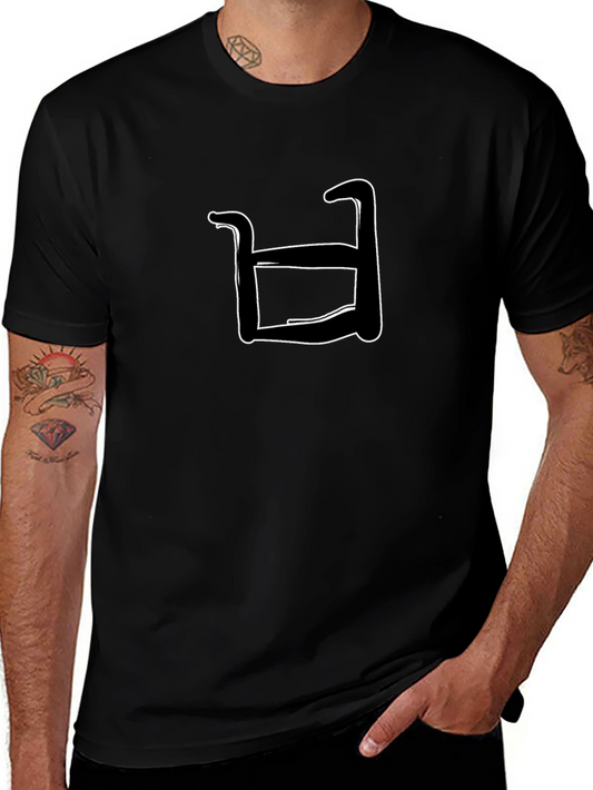 Abstract White Shape on Black T-Shirt
