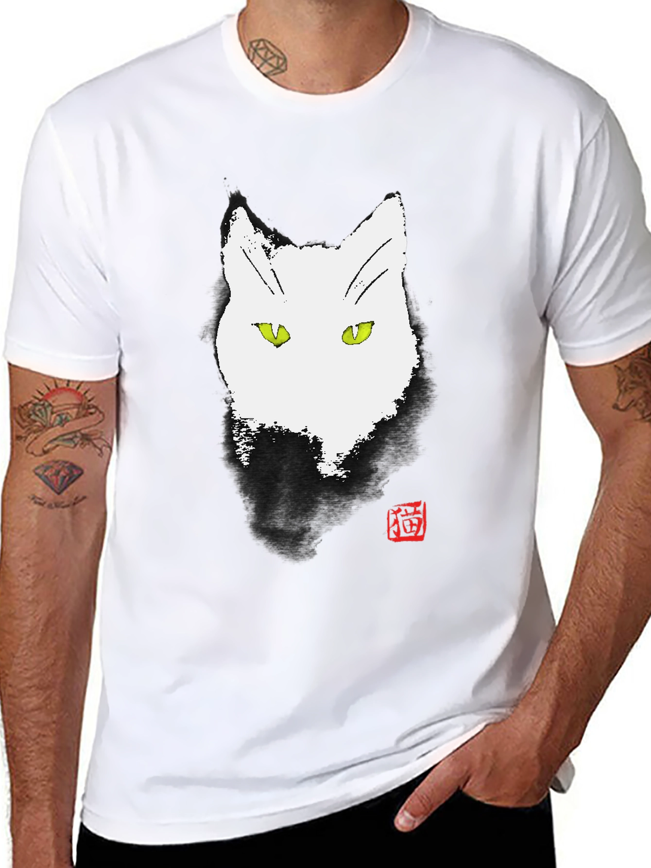Abstract Cat Graphic Tee - Unique Ink Style