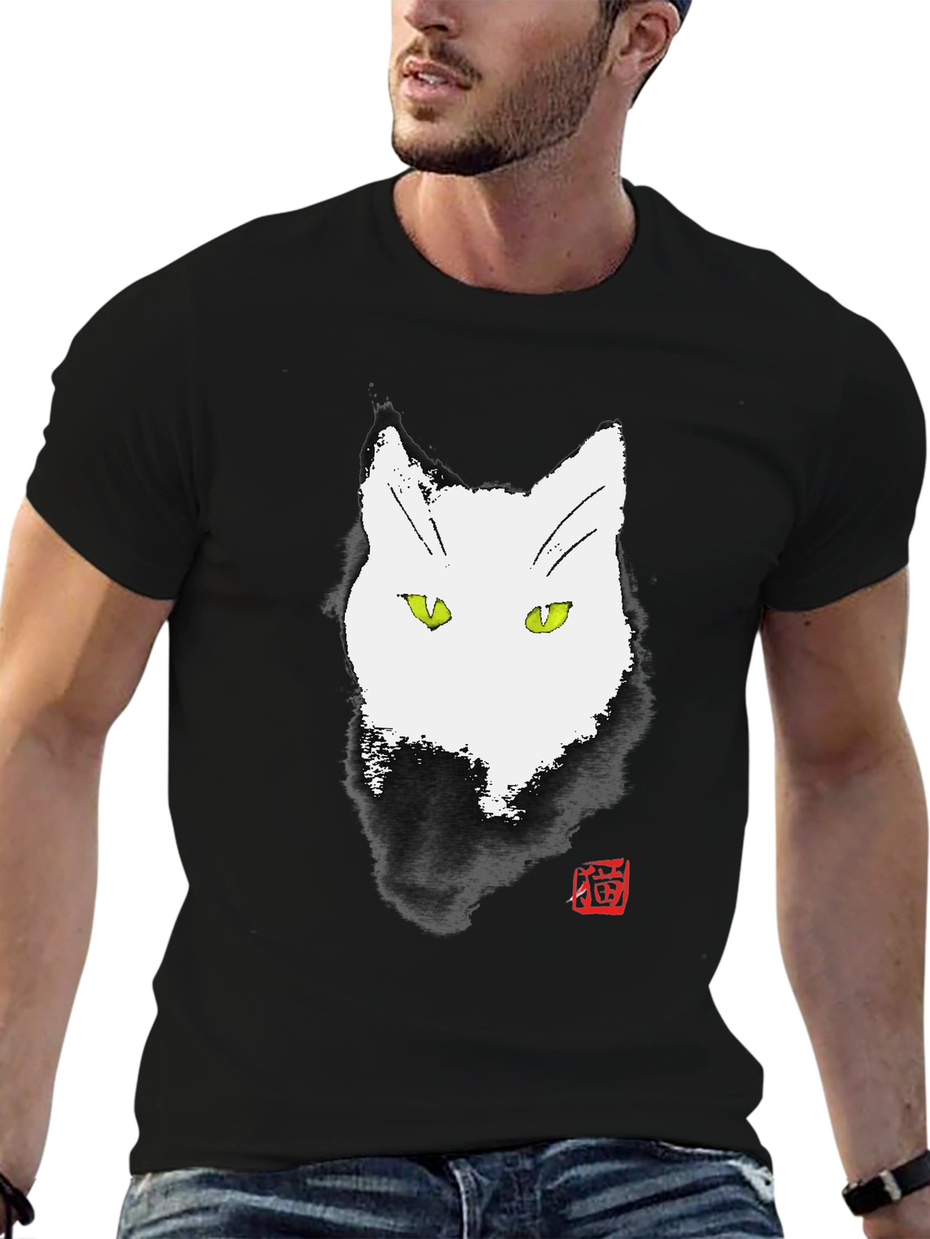 Abstract Cat Graphic Tee - Unique Ink Style