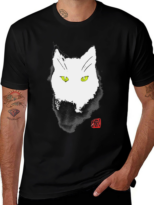 Abstract Cat Graphic Tee - Unique Ink Style