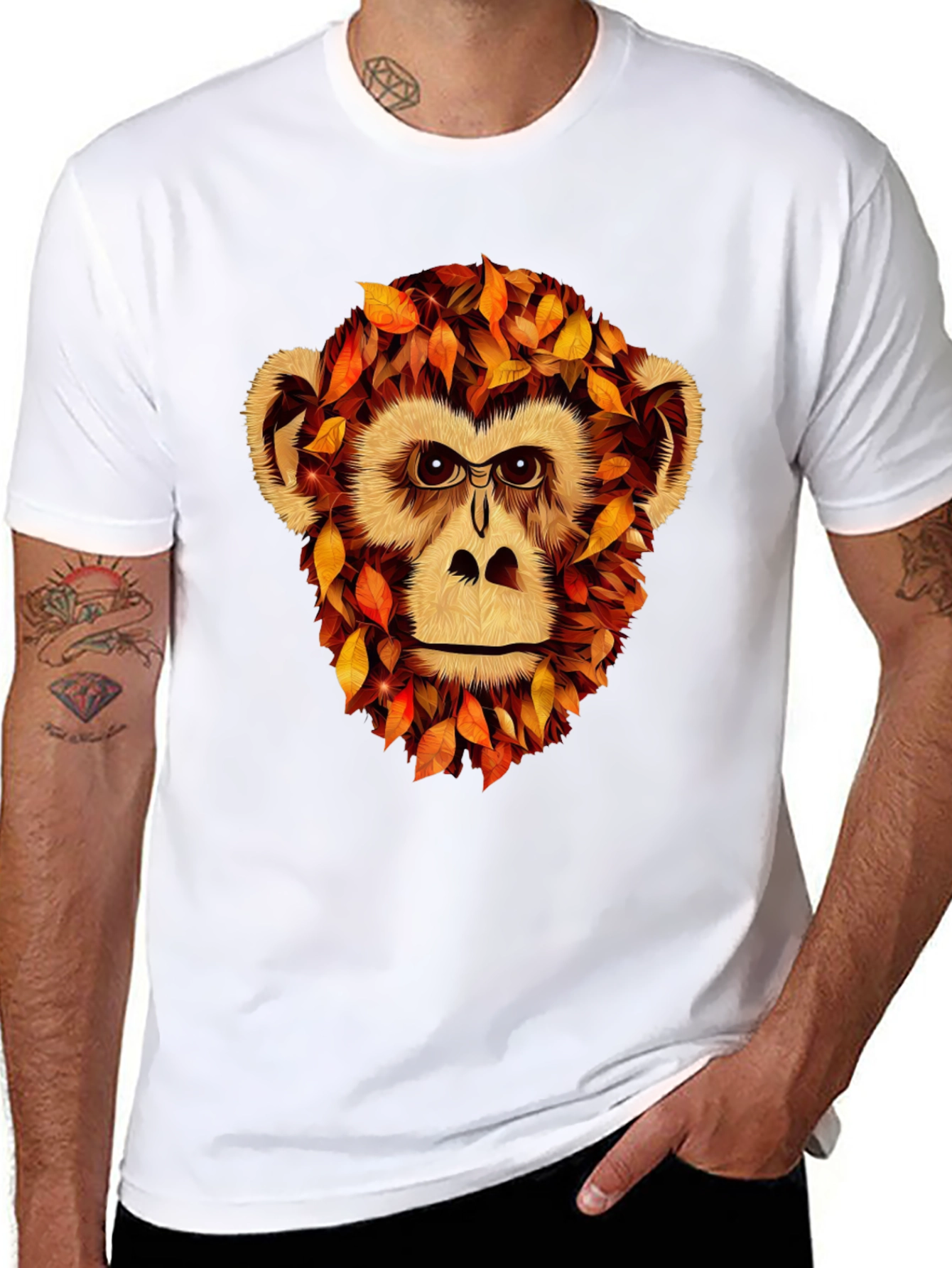 Autumn Monkey Graphic T-Shirt - Unique Fall Apparel