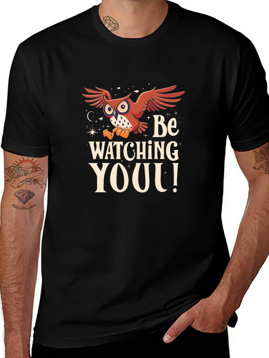 Owl Watching You Graphic Tee - Black