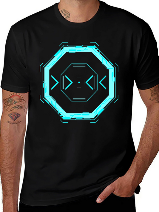 Cyberpunk Octagon Graphic Tee - Black