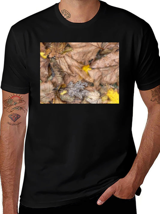 Autumn Leaves Pattern Black T-Shirt