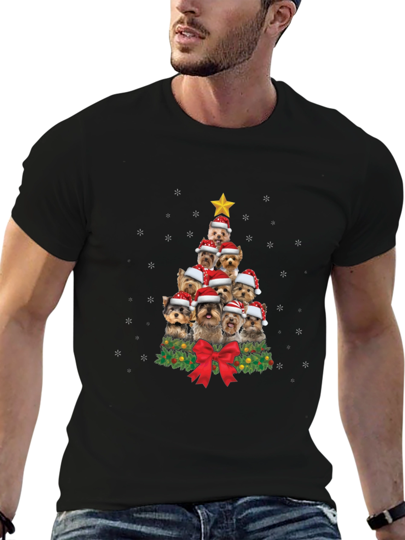 Yorkie Christmas Tree T-Shirt