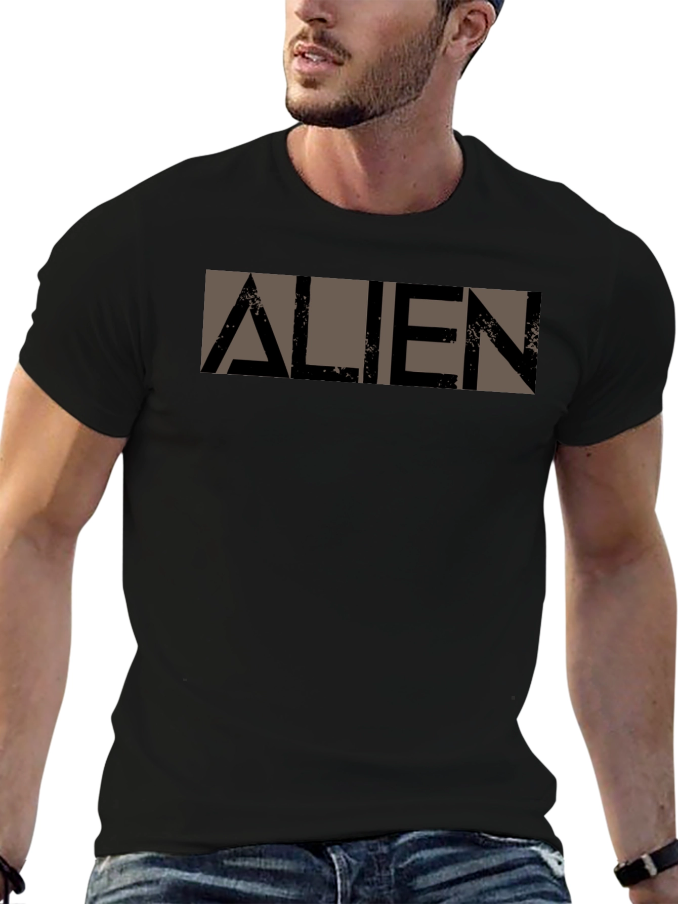 Alien Graphic Print Black T-Shirt - Sci-Fi Fan Apparel