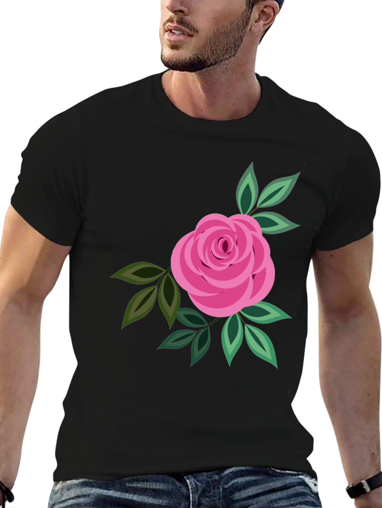 Floral Rose Graphic Print Mens T-Shirt