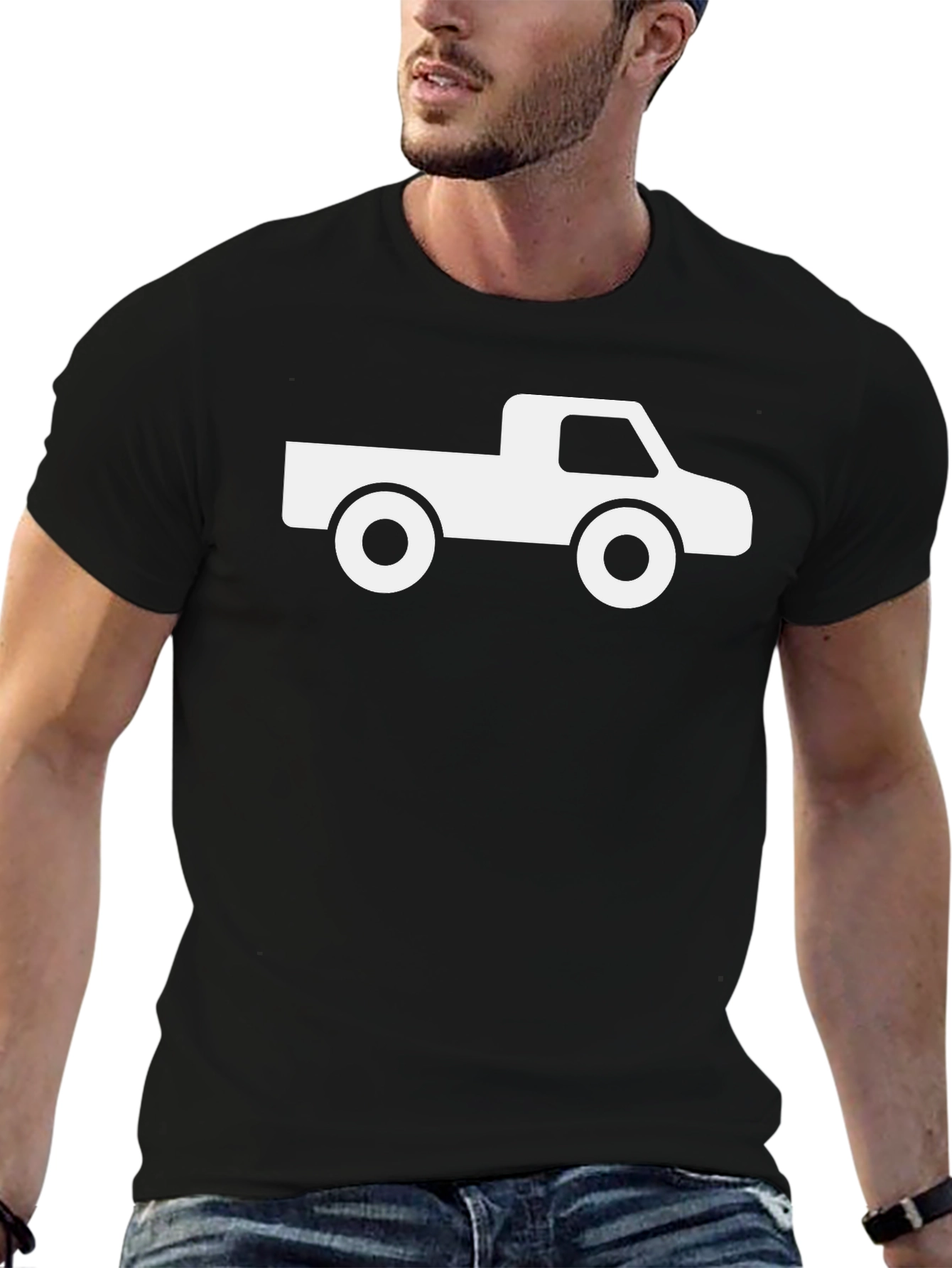 Truck Graphic Tee - Black Cotton T-Shirt