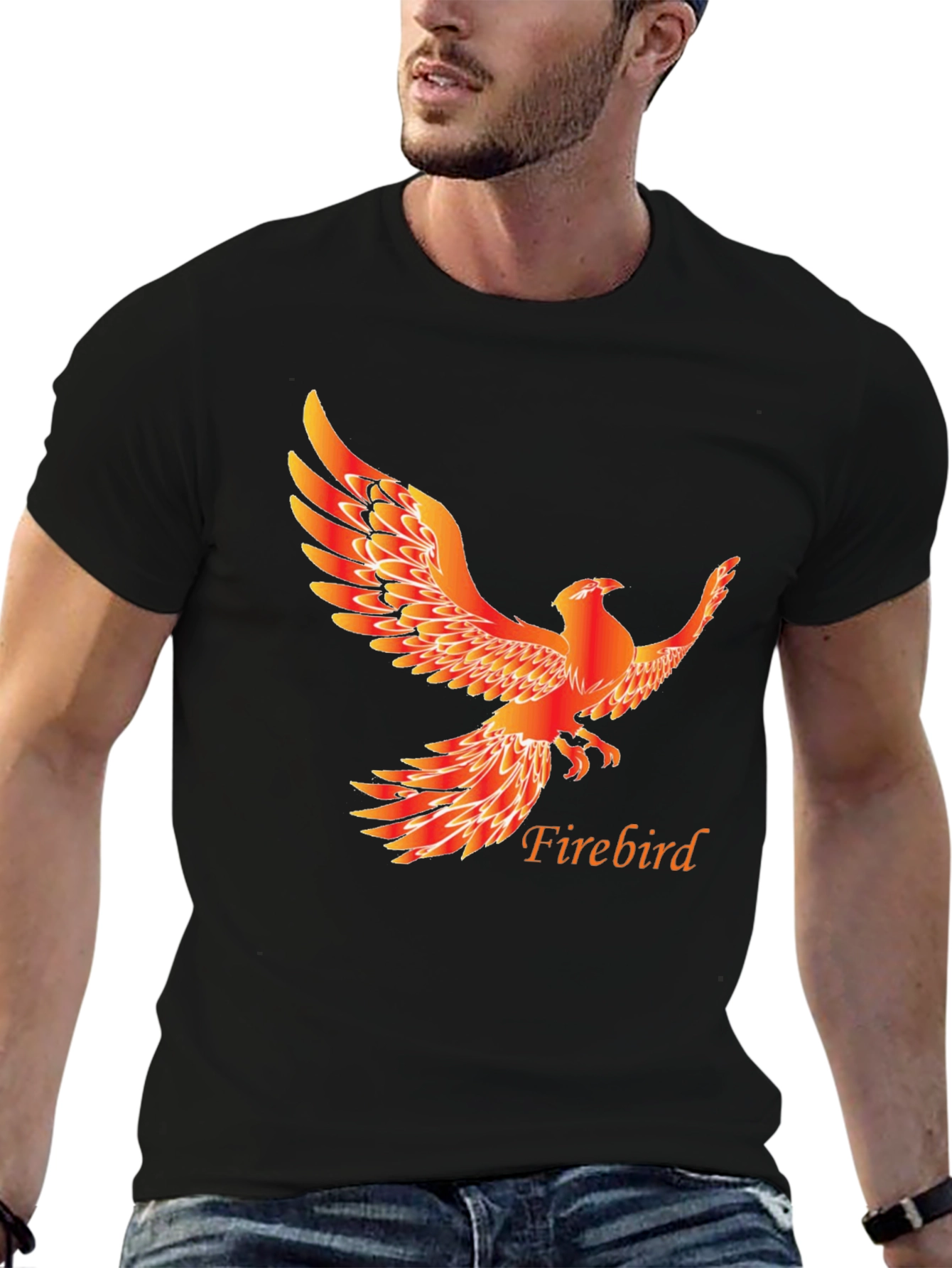 Firebird Graphic Tee - Mens Black Cotton T-Shirt