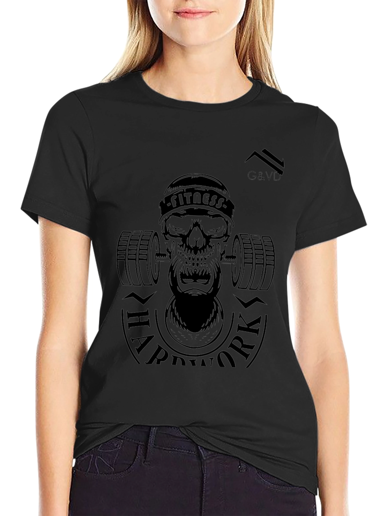 Fitness Skull Graphic Black T-Shirt