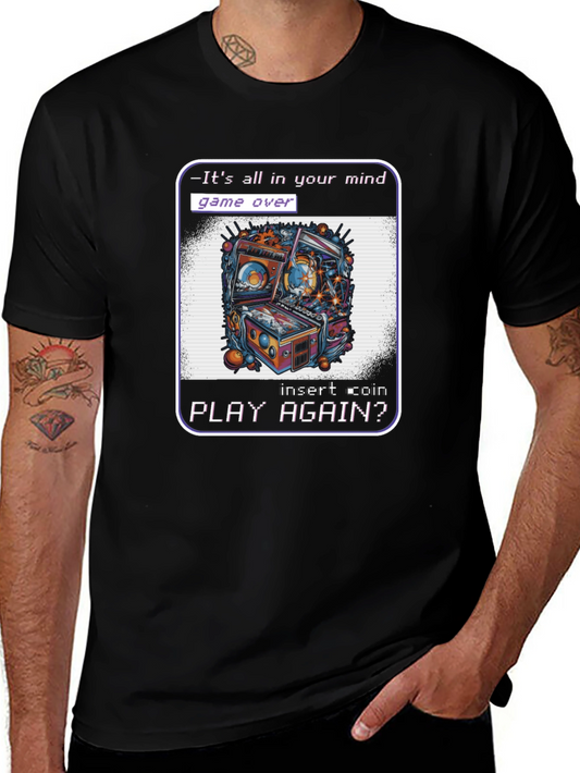 Retro Arcade Game Over Graphic Tee - Play Again T-Shirt