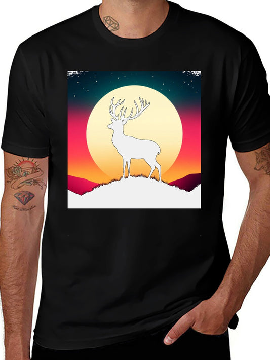 Deer Silhouette Graphic Tee - Mens Black T-Shirt