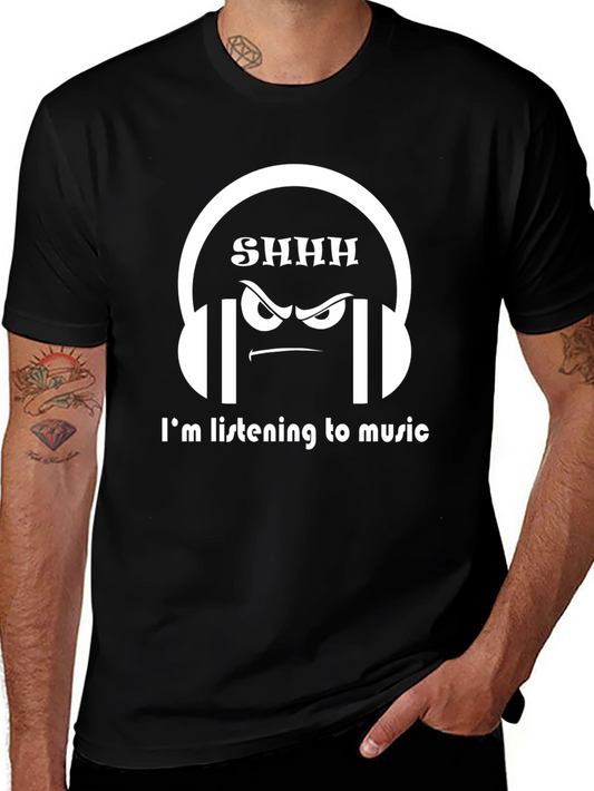 Shhh Im Listening Music Graphic T-Shirt