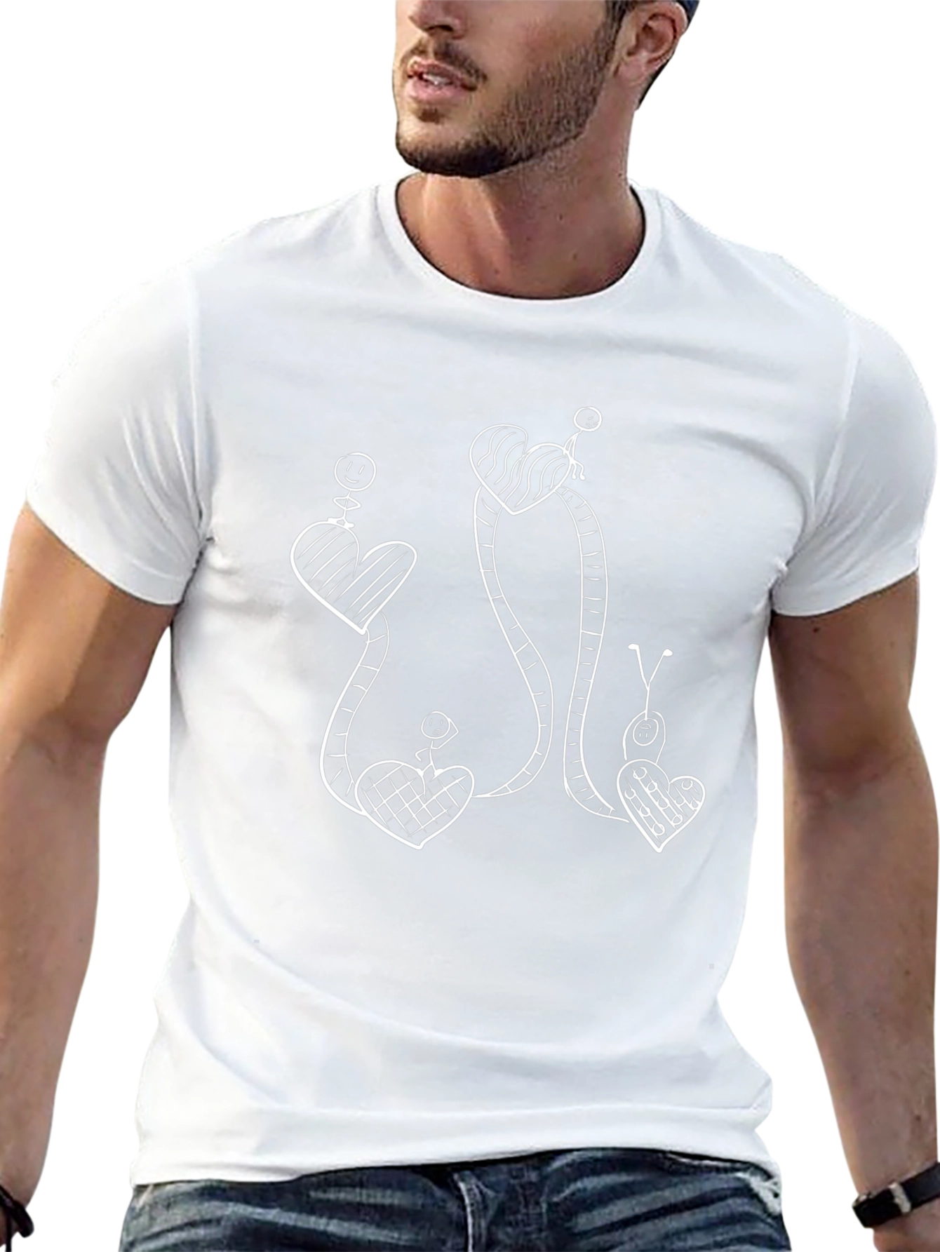 Whimsical Heart Vine Graphic Tee - Black