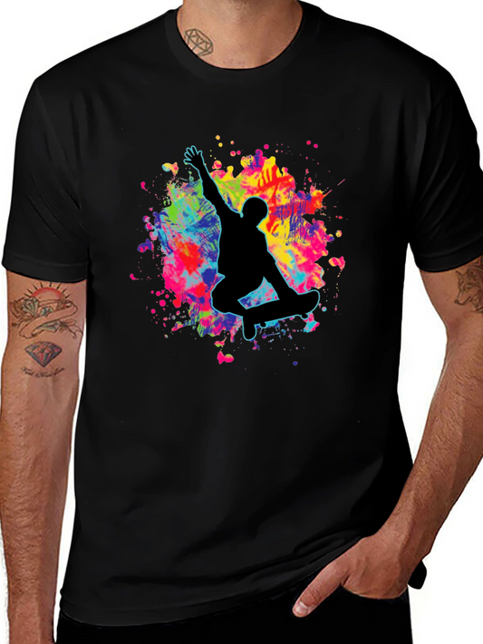 Skateboarder Graphic Tee - Colorful Splash Design