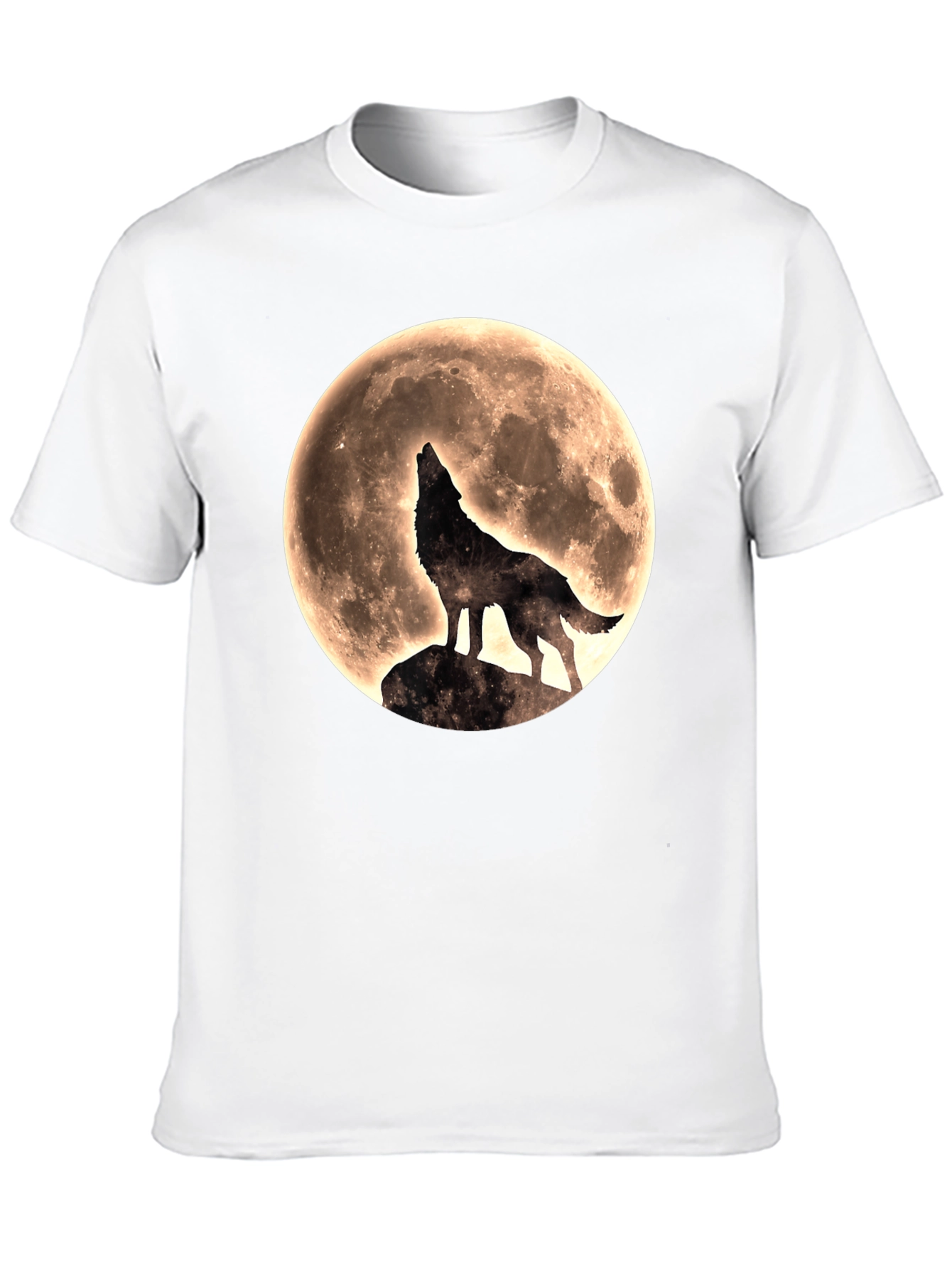 Wolf Howling at Moon Graphic T-Shirt - Black