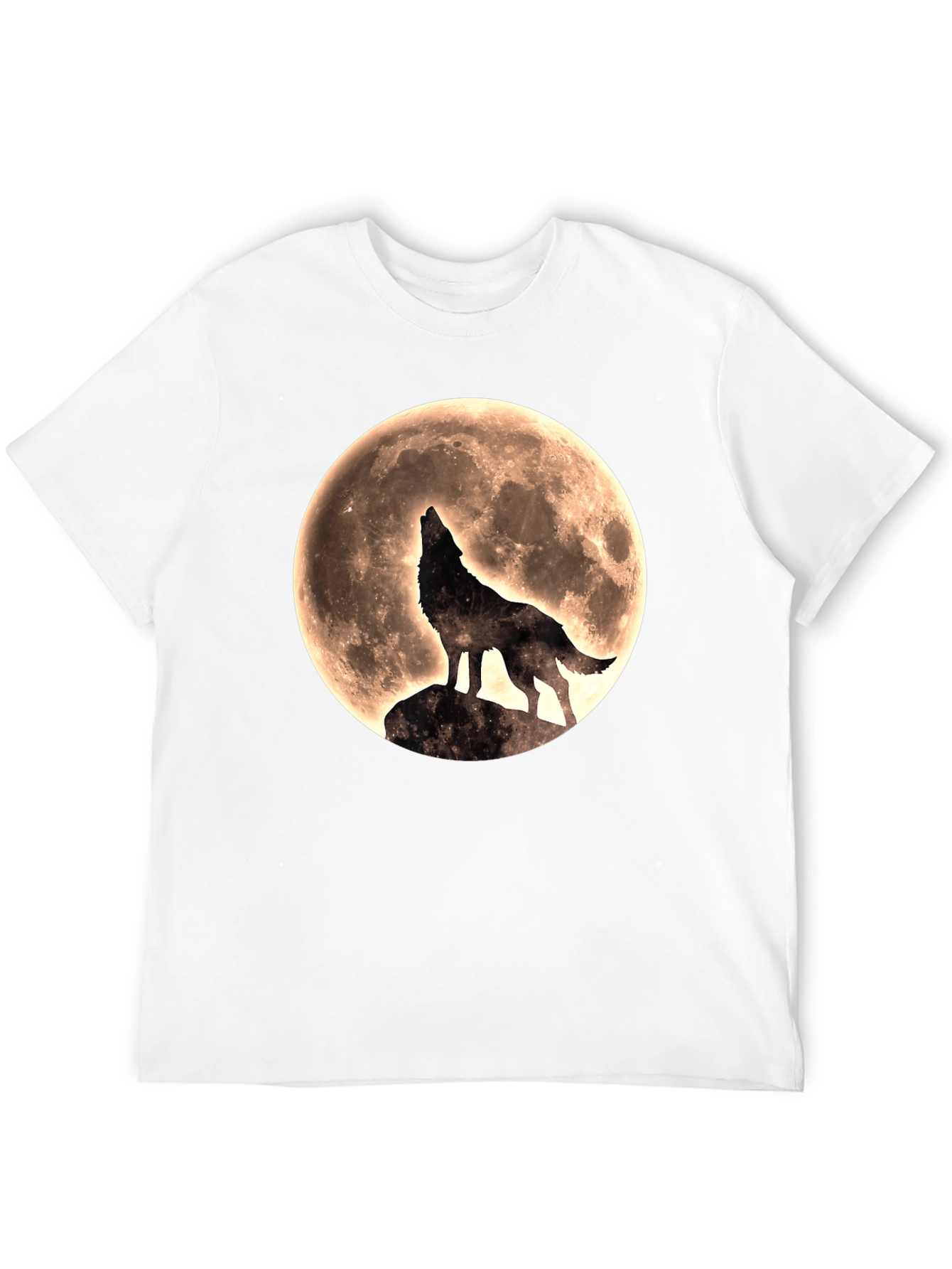 Wolf Howling at Moon Graphic T-Shirt - Black