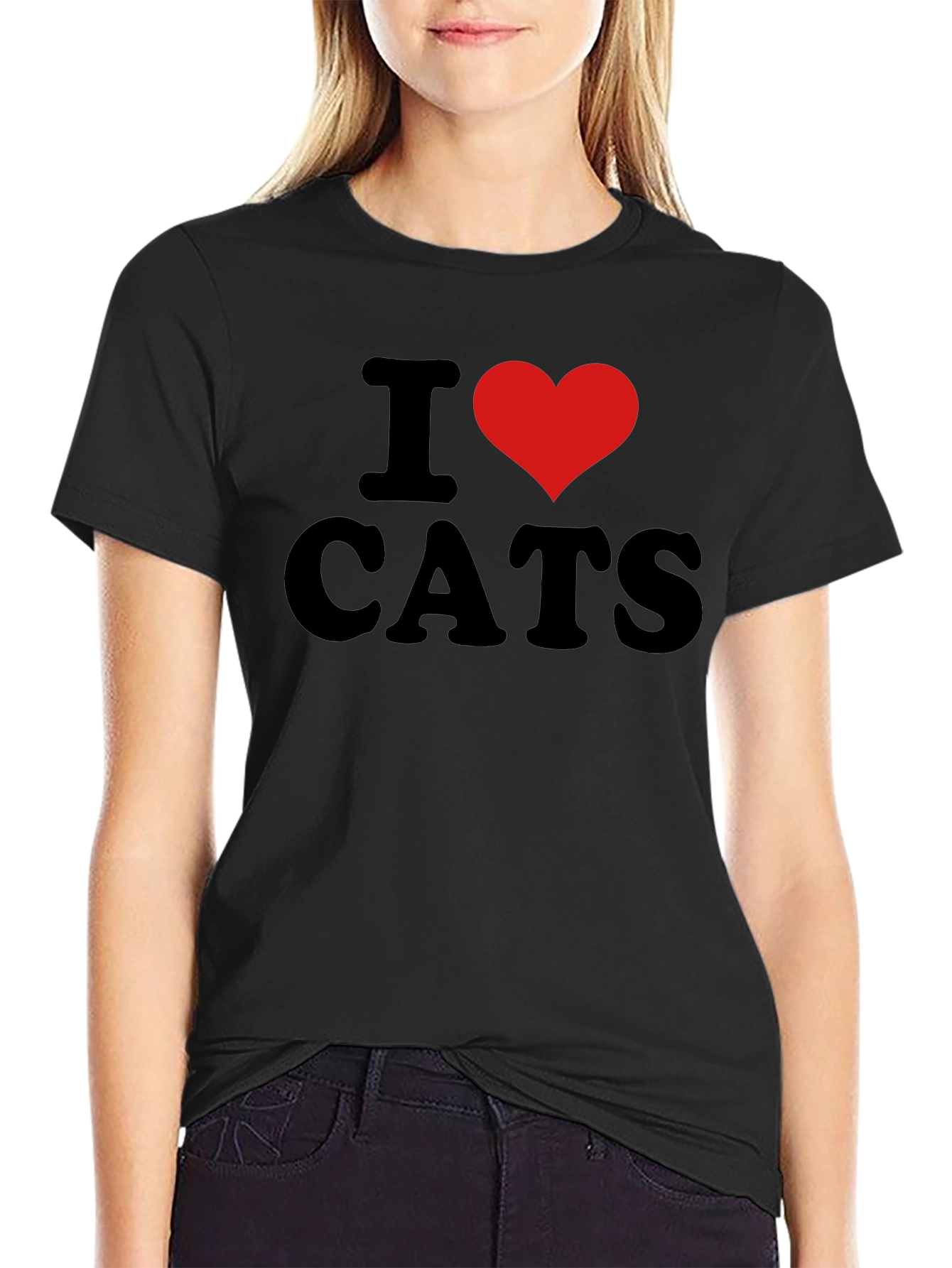I Heart Cats Black Graphic Tee