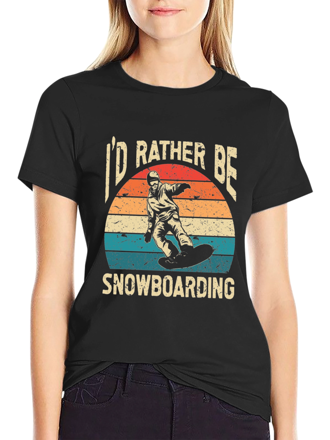 Id Rather Be Snowboarding Black T-Shirt