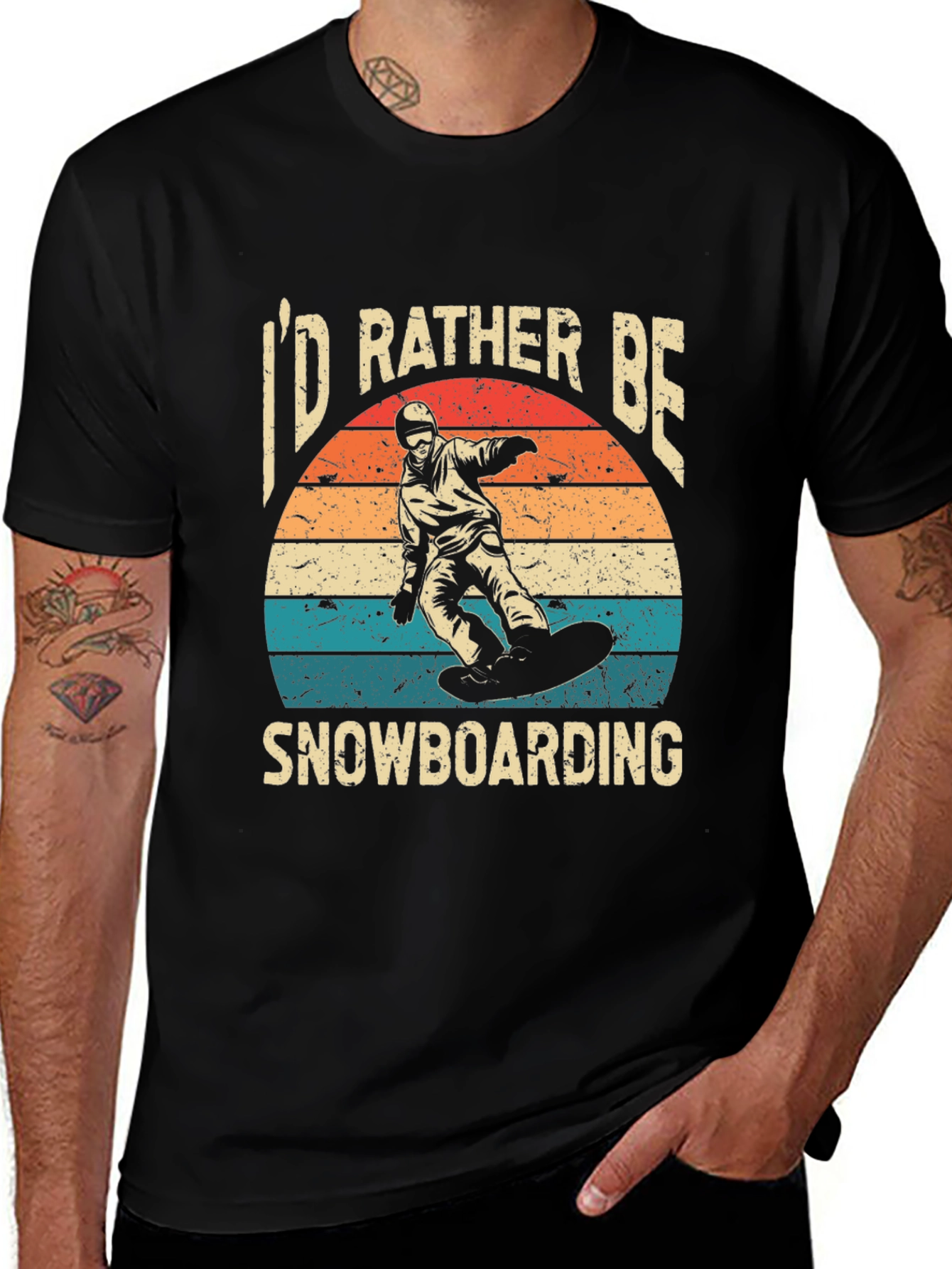 Id Rather Be Snowboarding Black T-Shirt