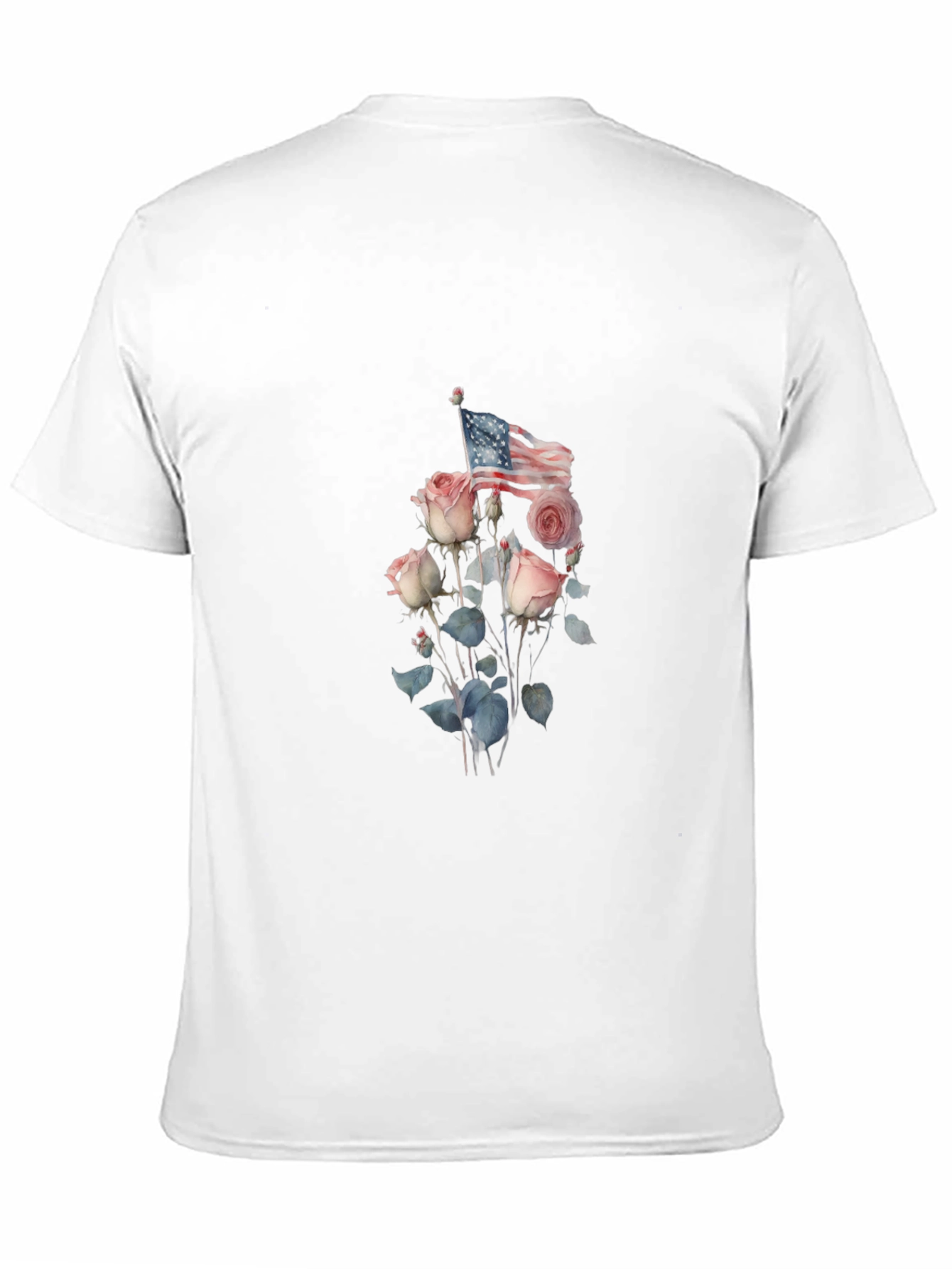 Floral American Flag Graphic Tee - Black
