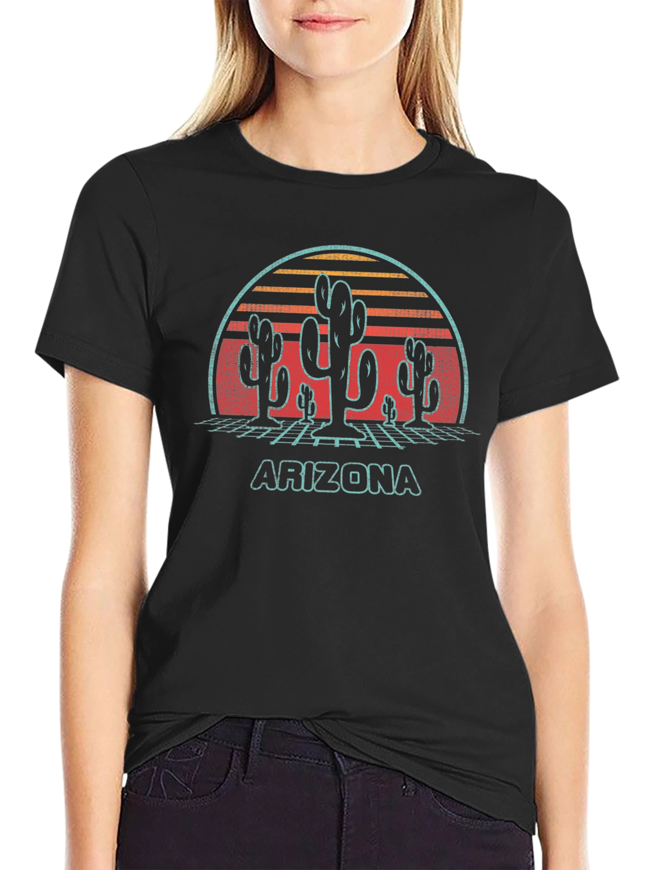 Retro Arizona Cactus Graphic T-Shirt