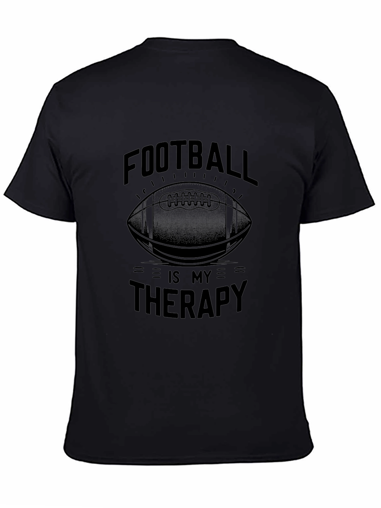 Football is My Therapy Black Graphic Tee