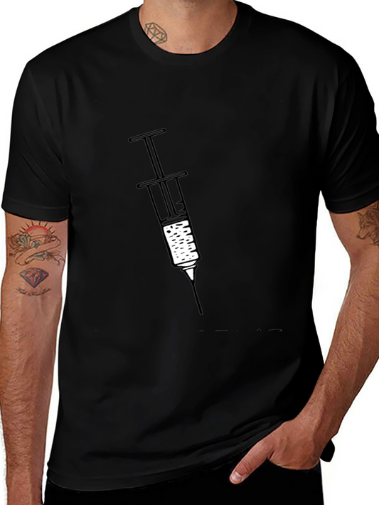 Syringe Graphic Black T-Shirt - Unique Novelty Tee