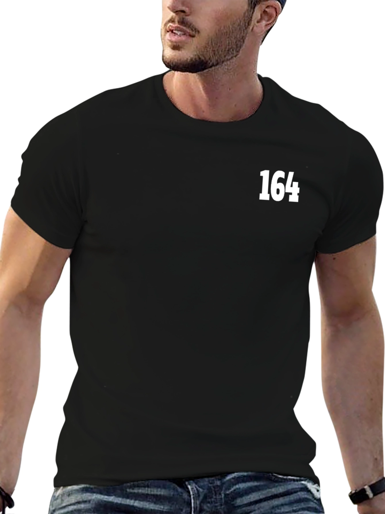Black T-Shirt with White 164 Graphic