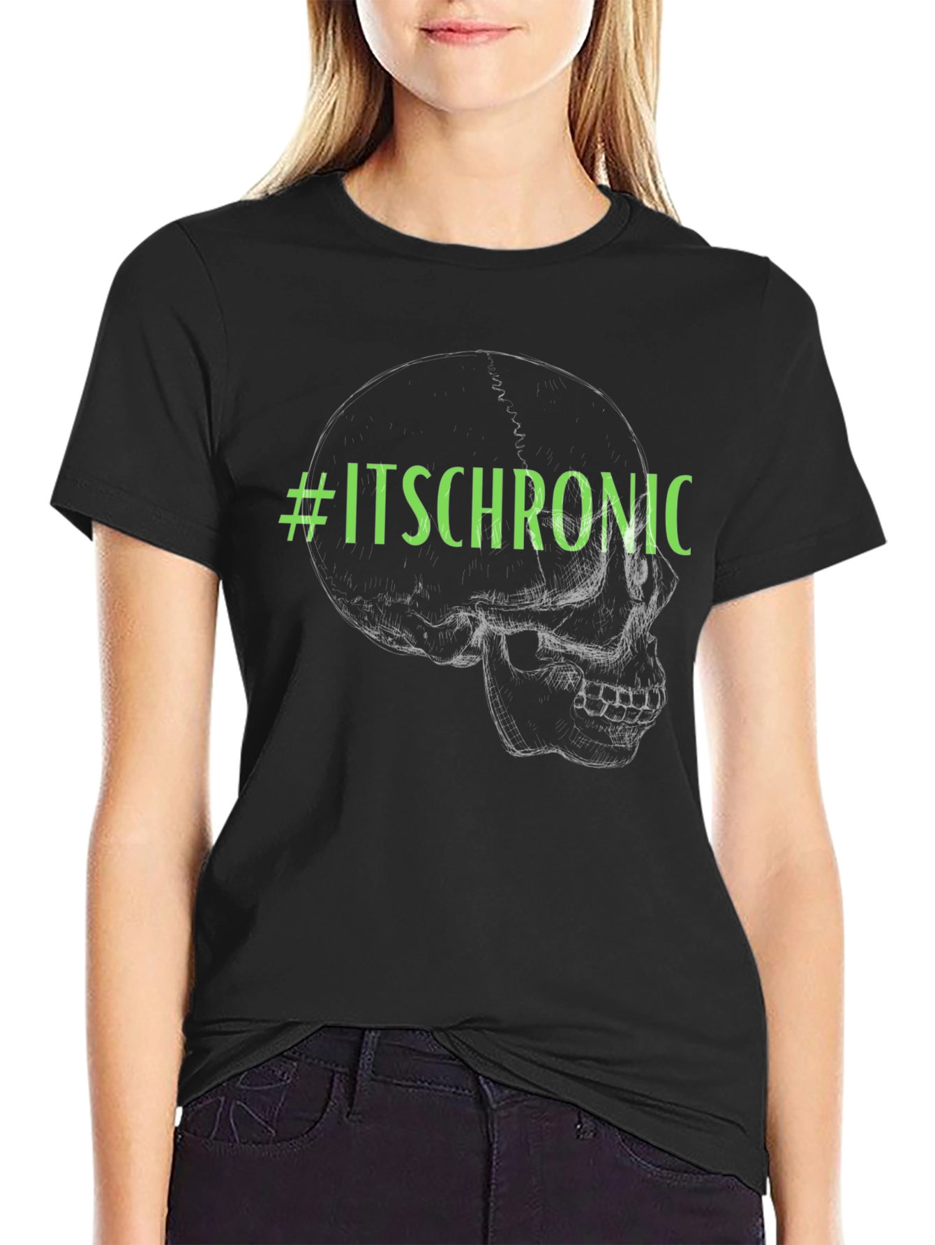 #ItsChronic Skull Graphic Black T-Shirt
