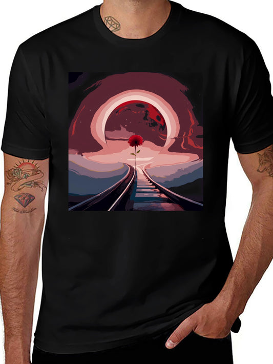 Abstract Railroad Rose Graphic Tee